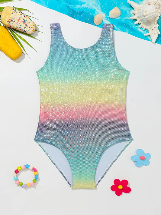 Girl's swimsuit Rainbow colour sparkles