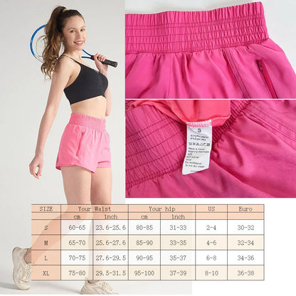 Zipper Pockets Running Shorts Women Running Shorts Tummy Control 3 Inch Quick Dry Athletic Workout Sport Shorts 2 in 1