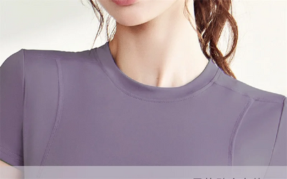 Aiithuug Short Sleeve Yoga Shirts Running Shirt Gym Workout Quick Dry Soft Tops Compress Sports T Shirt Simple Elastic Crop Top