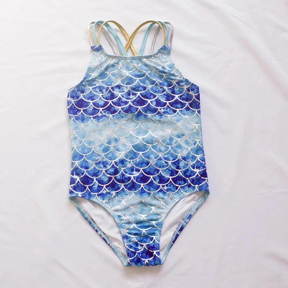 UV Teens Girl Swimsuit One Piece Swimming Jumpsuit Fish scale Bathing Suit SPF 50 Sleeveless Kids Swimwear for Girls 4-14 Years