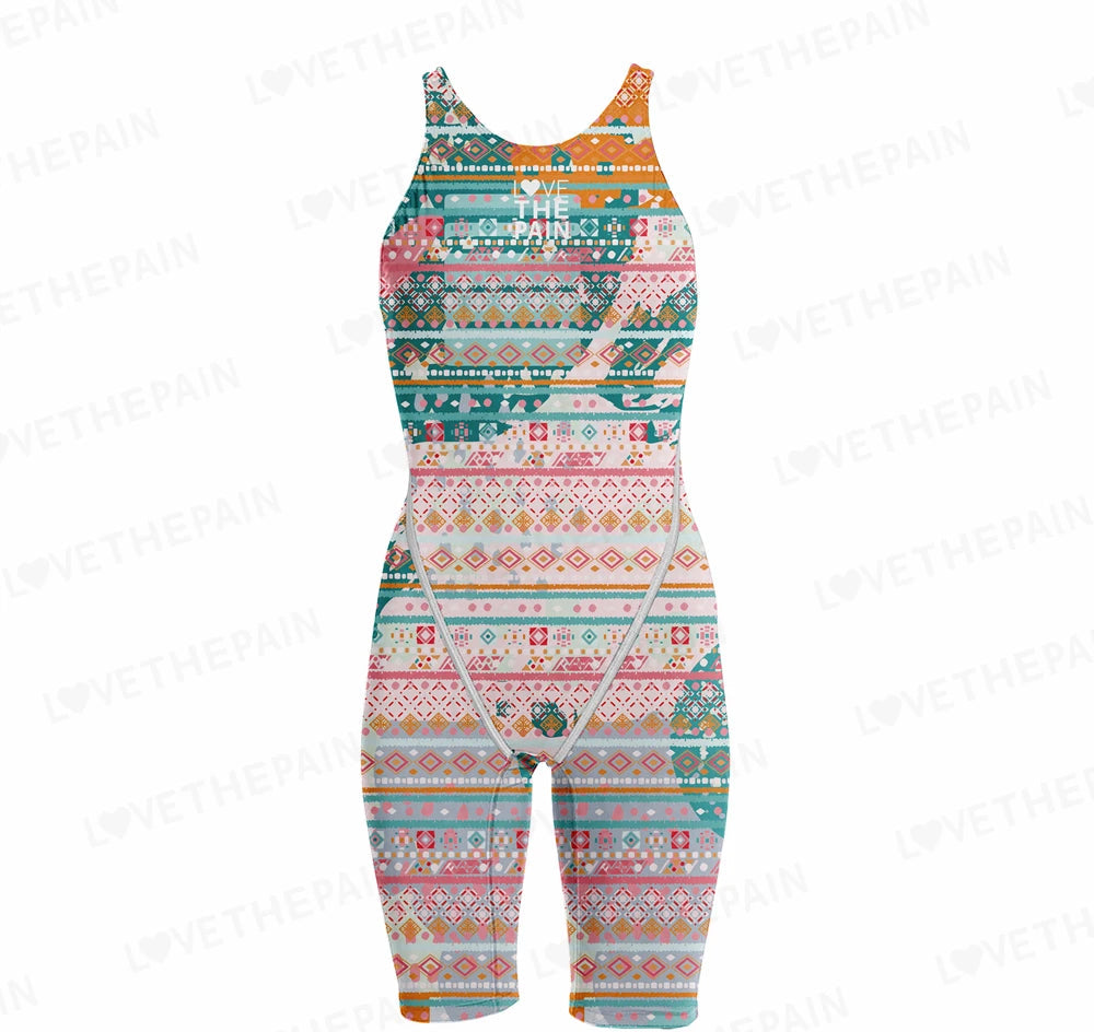 Competition Training Back Tech Suit Swimsuit Neck To Knee Women's Open Back Comfort Straps Swimsuit One-piece Jumpsuit Swimsuit