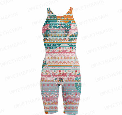 Competition Training Back Tech Suit Swimsuit Neck To Knee Women's Open Back Comfort Straps Swimsuit One-piece Jumpsuit Swimsuit
