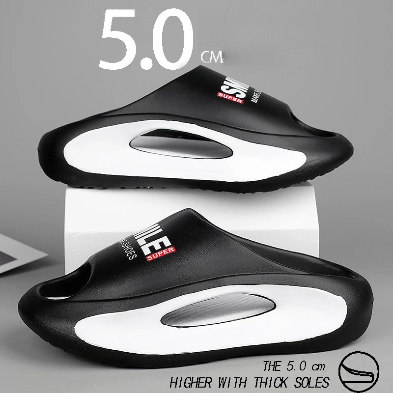 Summer Men Women Couples Slippers Thick Bottom Beach Slippers Comfortable EVA Soft Sole Non-slip Flip Flops