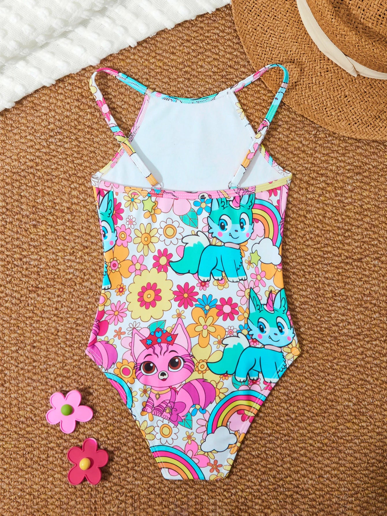Printed Girls Swimsuit One Piece Kids Strappy Swimwear Children Swimming Bathing Swim Suit Beachwear