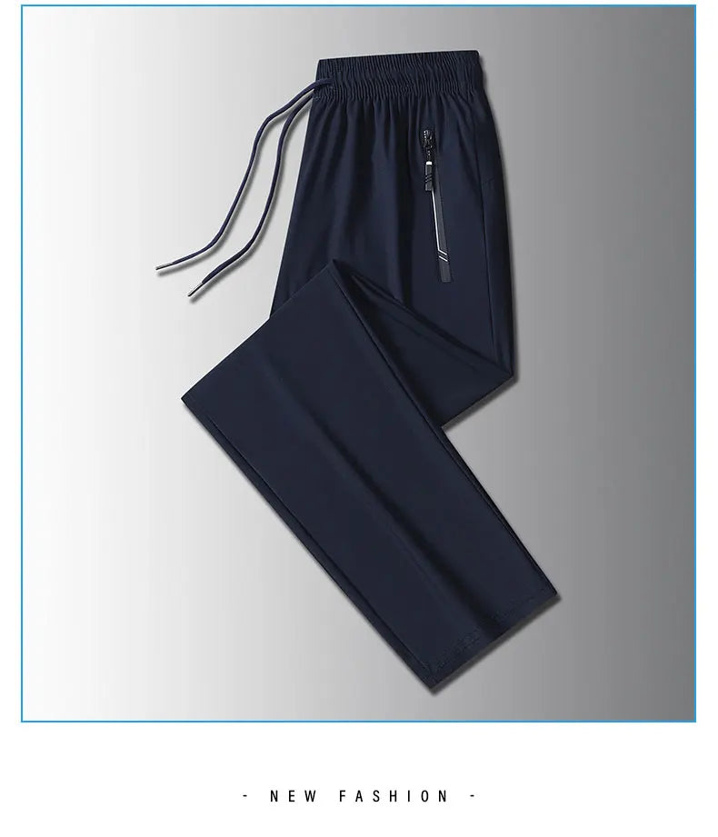 Running Pants Jogging Casual Summer Thin Elastic Sweatpants Quick Dry Ice Silk Straight Pants Sports Gym Breathable Men Trousers