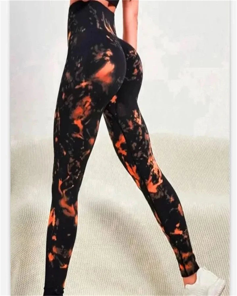 3D Colorful Tie-Dye Print Women's Yoga Pants Fashion Creative Design Gym Fitness Leggings Simple Stripe Comfortable Elastic Pant