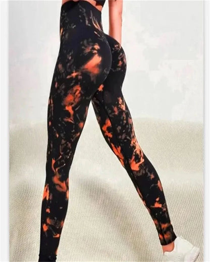 3D Colorful Tie-Dye Print Women's Yoga Pants Fashion Creative Design Gym Fitness Leggings Simple Stripe Comfortable Elastic Pant