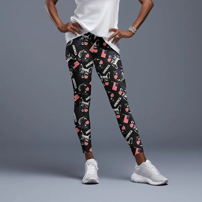 Women High Waist Elastic Pants Fashion High Waist 3D Print Fitness Yoga Gym Leggings