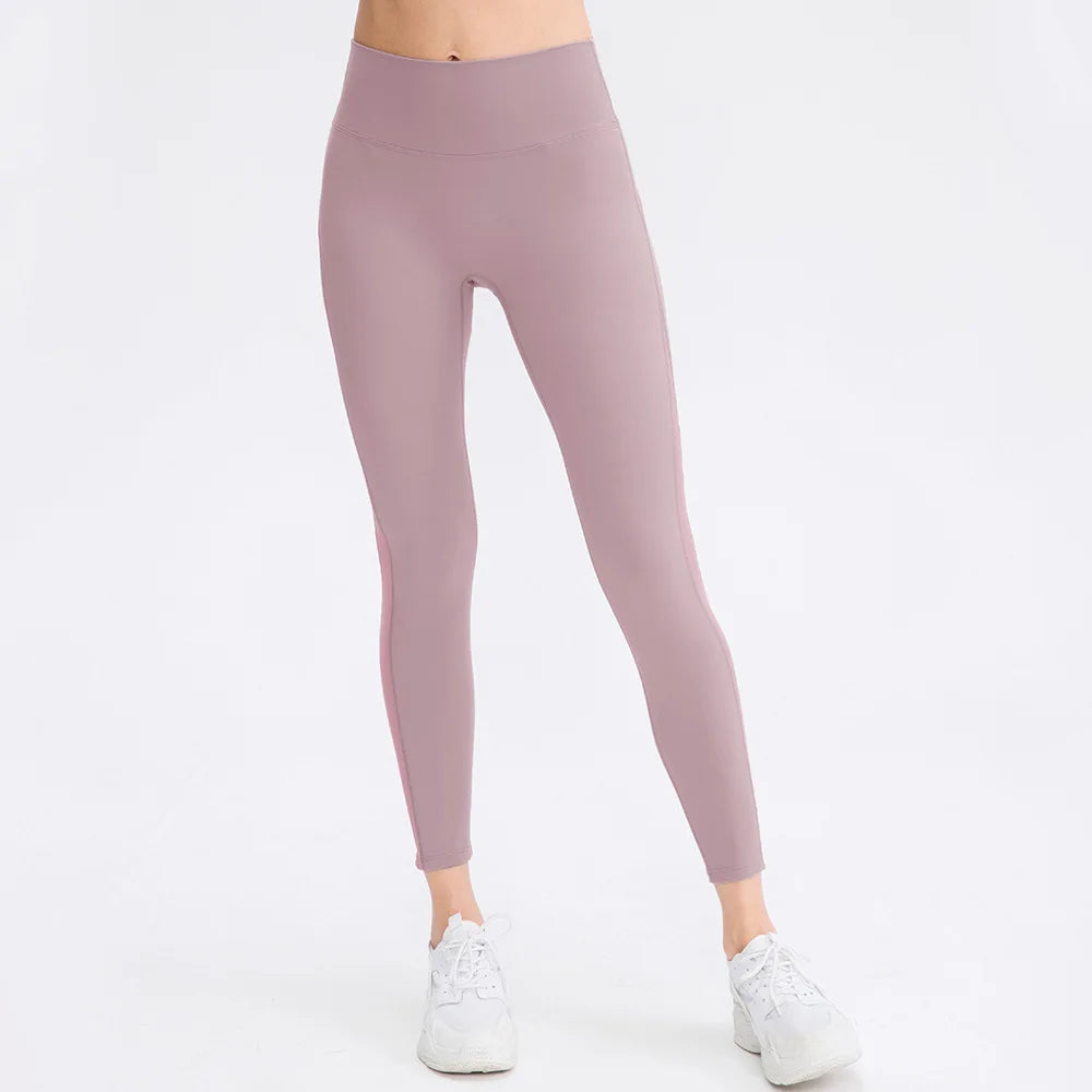 Women Yoga Pants Tight High Waist Hip Raise Mesh No T-shaped Stitches Sports Leggings for Fitness