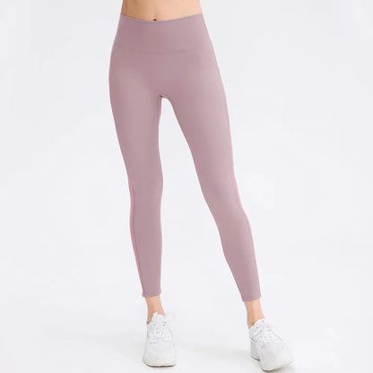Women Yoga Pants Tight High Waist Hip Raise Mesh No T-shaped Stitches Sports Leggings for Fitness