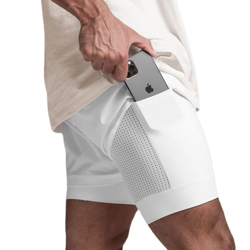 Running Shorts Men 2 In 1 Quick Dry Gym Shorts Double Deck Training Short Pants Fitness Workout Sport Jogging Summer Men Shorts