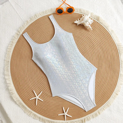 Mermaid Scales Print Bodysuit One Piece Swimsuit Women Swimwear Racing Sports Bathing Suit Woman Monokini Beach Wear