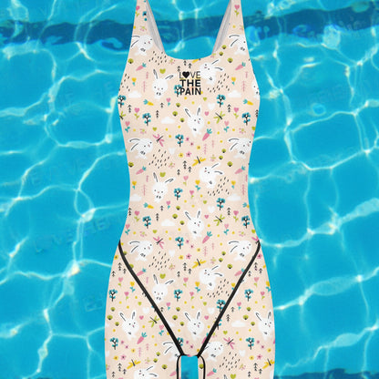 Love The Pain Female One Piece Swimsuit Bodysuit Multifunctional Training Professional Sports Competition Swimwear Bathing Suit