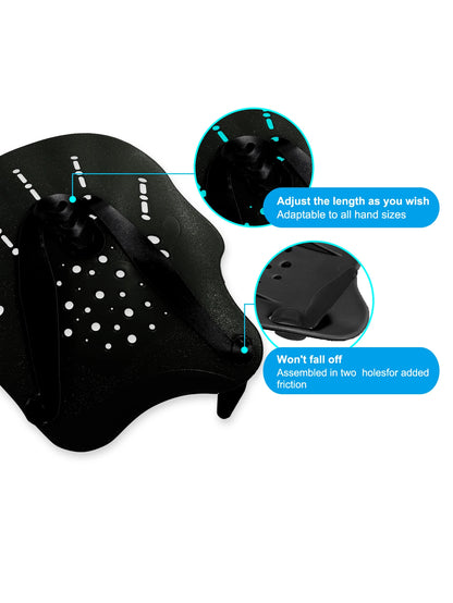 1 pair of swimming training paddles, swimming training paddles with adjustable silicone straps, snorkeling and diving gloves