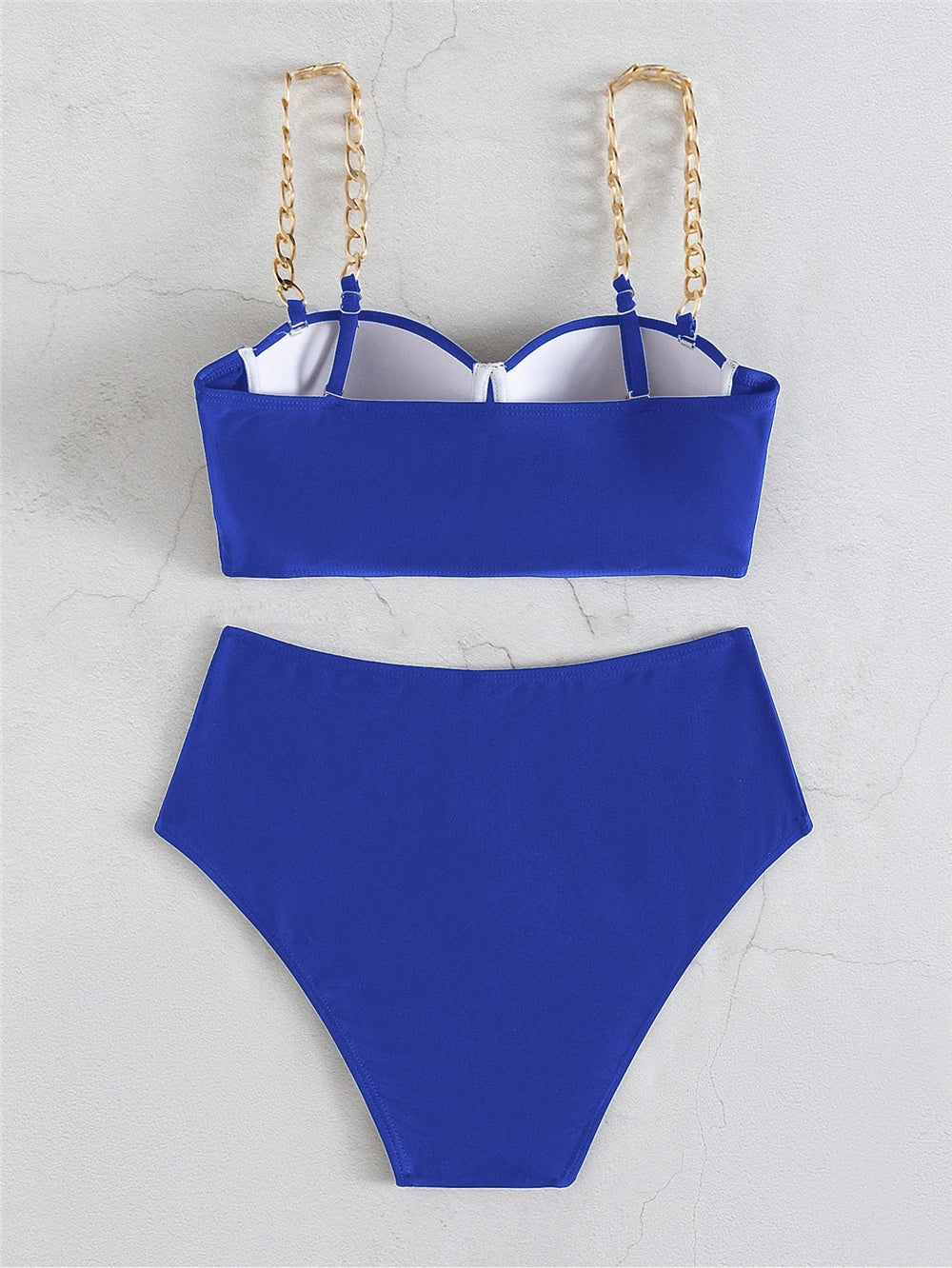 Chain Strap Bikinis  Women Solid Push Up Swimsuit High Waist Swimwear Female  Bathing Suit Swimming Summer Beachwear