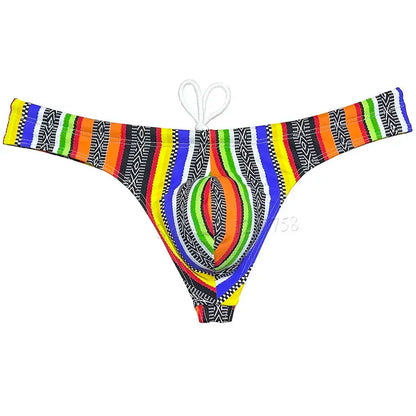 Men's Bikini Swimwear Ice Silk Lining Micro Tangas Swim Thong Swimsuit Beachwear Surfing Trunks