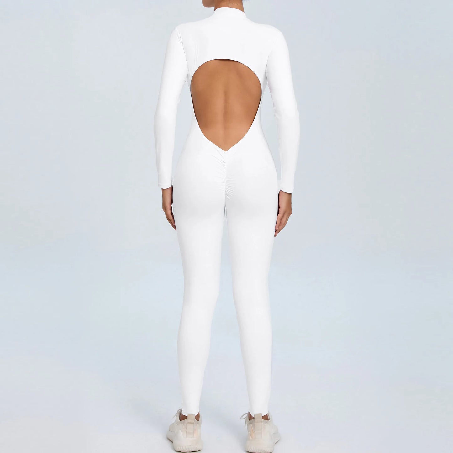 Women Long Sleeve Zipper Jumpsuit One-Piece Zipper Yoga Set Gym Push Up Workout Clothes Fitness Bodysuit Sportswear