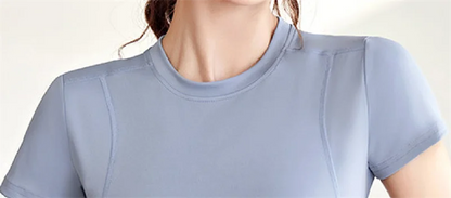 Aiithuug Short Sleeve Yoga Shirts Running Shirt Gym Workout Quick Dry Soft Tops Compress Sports T Shirt Simple Elastic Crop Top