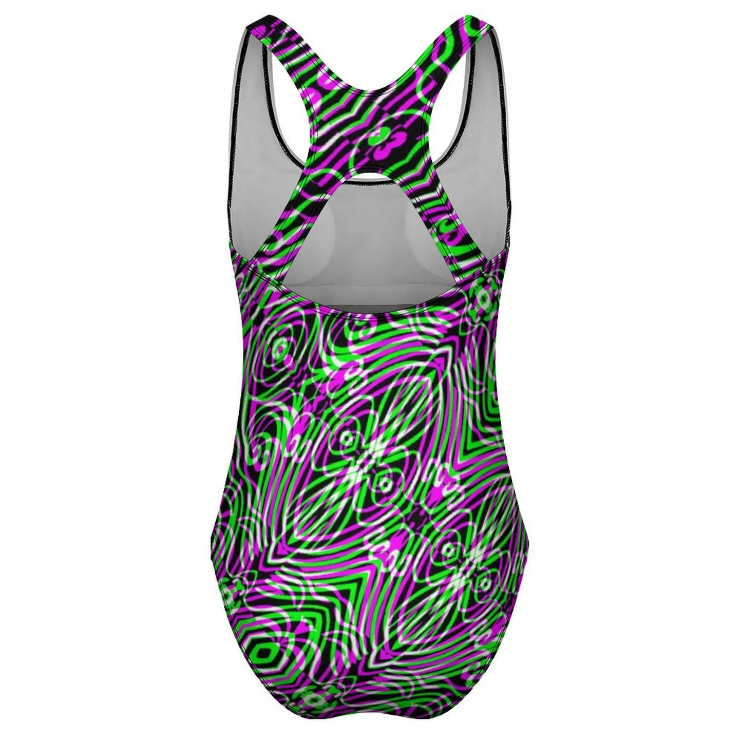 Geometry Swimsuit Fluid Lines Print Swimwear One-Piece Holiday Surf Bodysuit Hollow Out Bathing Suit Push Up Beach Wear