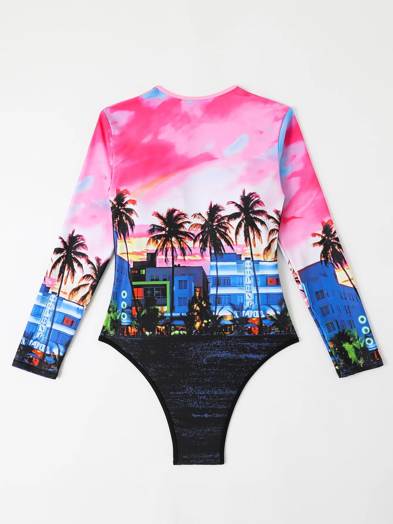 Rash Guard Long Sleeve Swimwear Women Surfsuit  Bikini One-Piece Swimsuit Mesh Patchwork Beach Wear Bath Suits Monokini