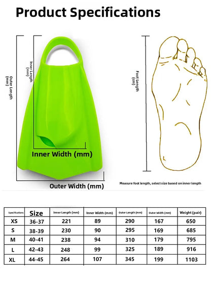 Durable Soft Swimming Fins Comfortable Non-Slip for Outdoor Pool Diving Snorkeling Training Fins Dive Gear Footwear