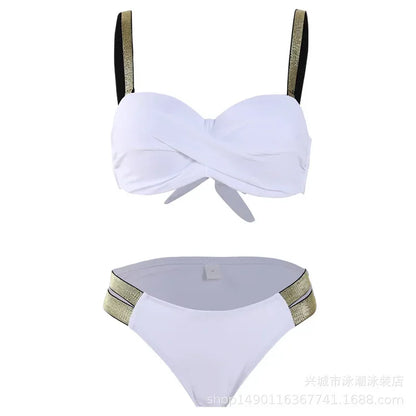 Push Up Bikinis Women's Solid Color Swimwear Female Swimsuit Swimming Bathing Suits Bikini Set Beachwear Bather