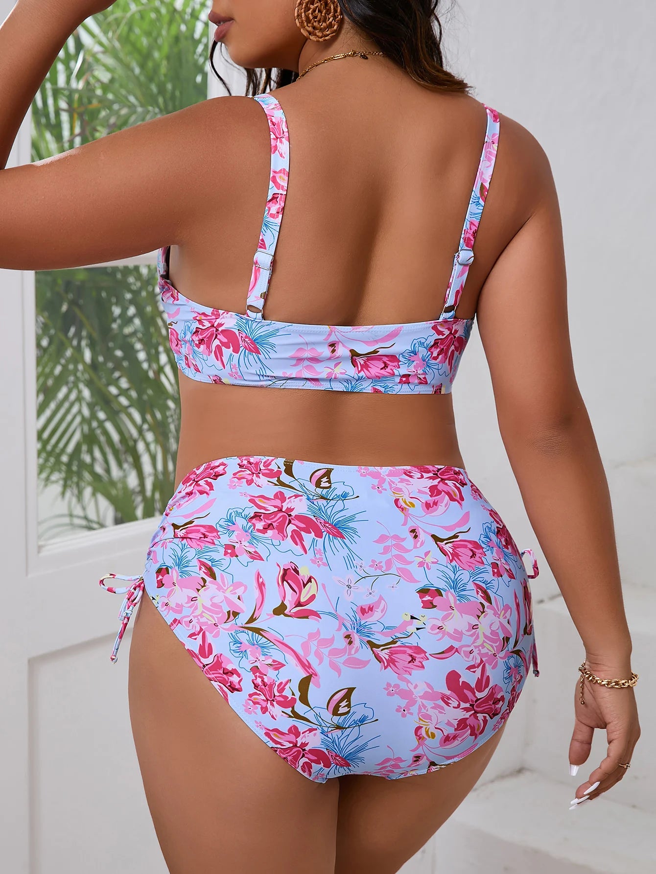 Large Plus Size Bikini High Waist Swimsuit Women Floral Swimwear Female Bathers Bathing Swimming Swim Suit Summer Beachwear
