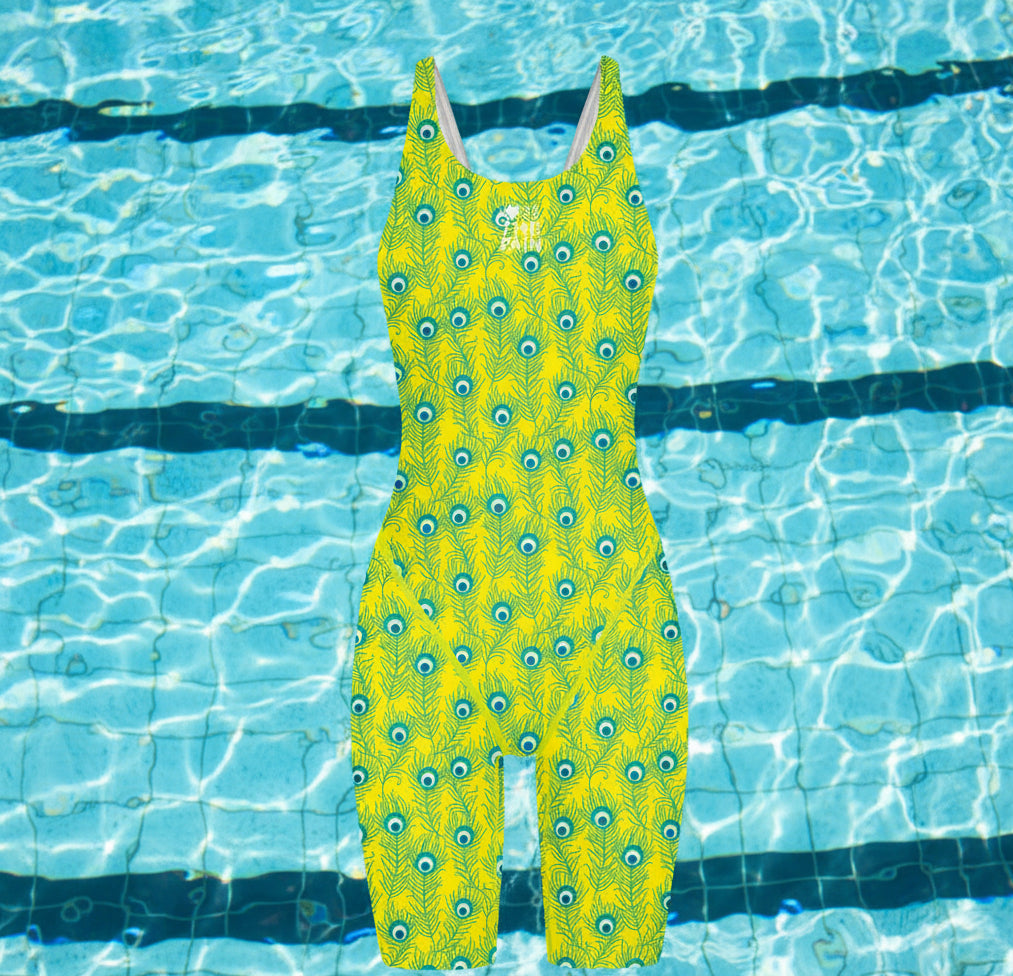 Female Printing Swimsuit Sport Competition Professional Multifunctional Training Bathing Suit Knee Length Swimwear Beach Wear
