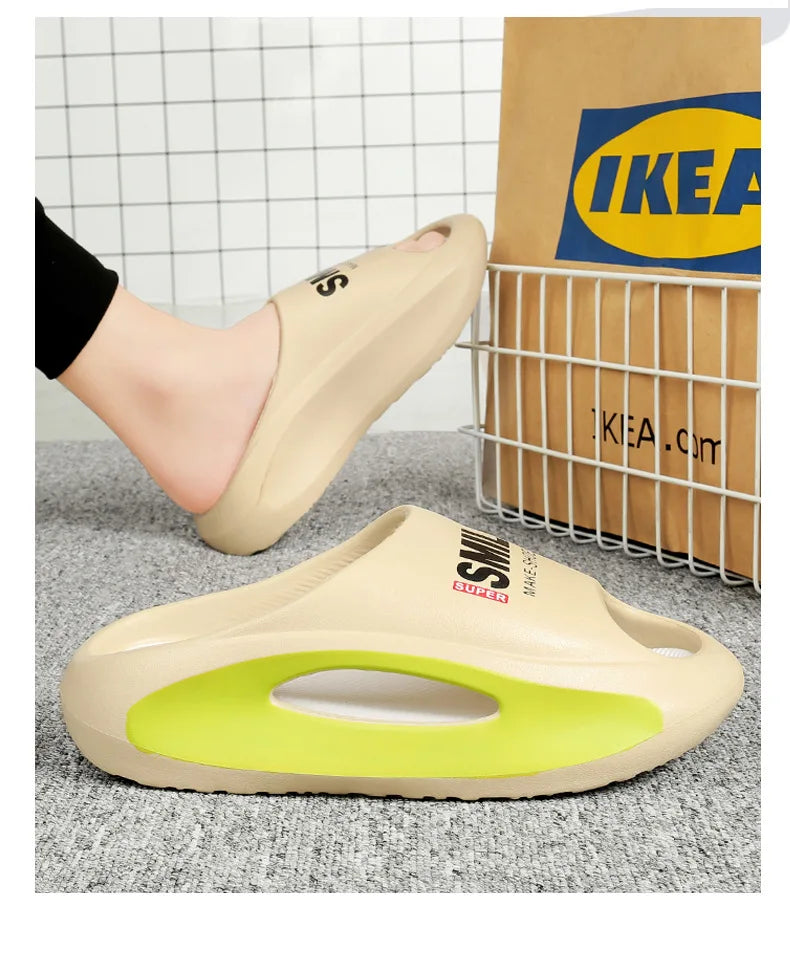 Summer Men Women Couples Slippers Thick Bottom Beach Slippers Comfortable EVA Soft Sole Non-slip Flip Flops