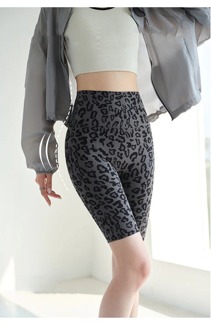 BIVIGAOS Summer Fashion Trend Leopard Print Cycling Shorts Women High Waist Tight Sport Short Leggings Fitness Biker Shorts