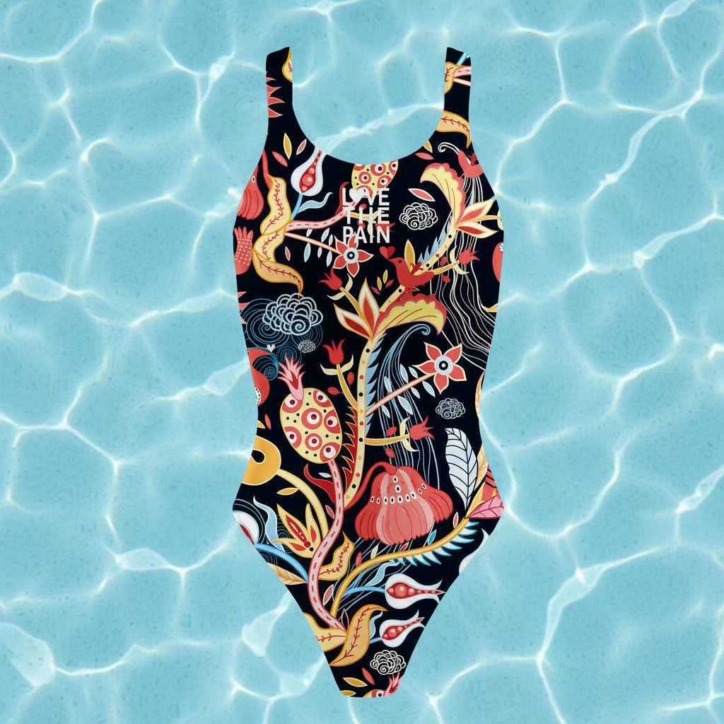 Love The Pain Women's Swimsuit Bodysuit Summer Sport Training Swimwear Backless One Piece Monokini Beach Bathing Suit