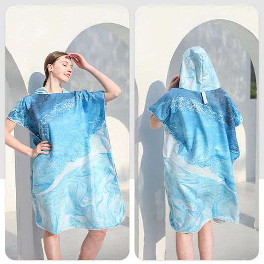 Surfing Poncho Towel Microfiber Surf Poncho Hooded Changing Bath Robe Quick-dry Pool Swimming Beach Towel with Hood Wetsuit