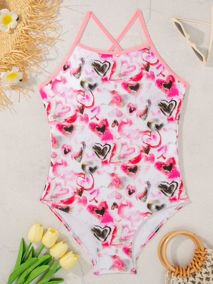 Racing swimsuit women's hot spring swimming pool print one-piece swimsuit nylon high elastic bikini