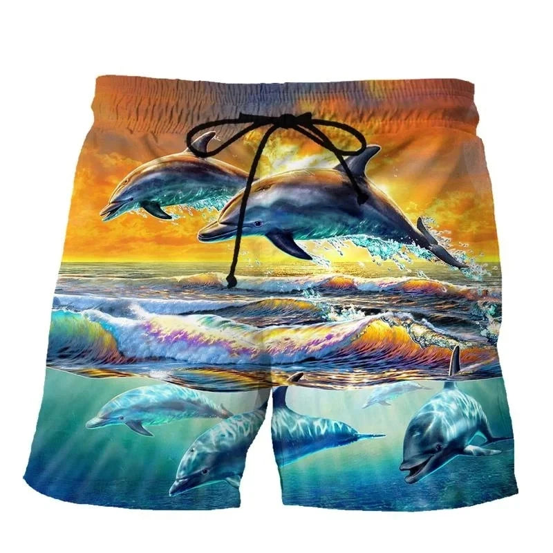 Animal Dolphin 3D Print Beach Shorts Streetwear Men's Casual Board Shorts Swimming Trunks Male Short Pants Man Swimsuit Clothing