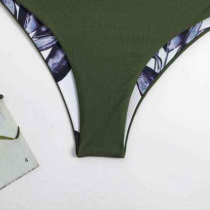 Asymmetric Print String Bikini Set Swimsuit Women Swimwear Female Bathers Bathing Swimming Swim Suit Beachwear Summer