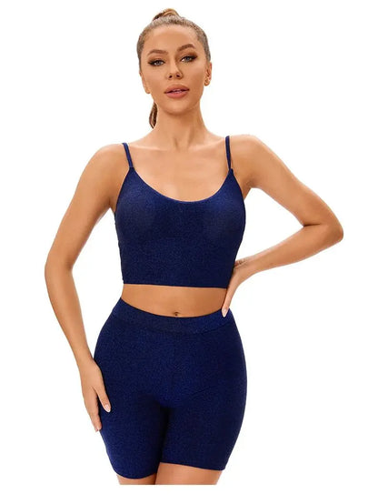 Solid Color Metallic Split Swimsuit - Women's High Waist Swimwear with Backless Design & Boy short Cut