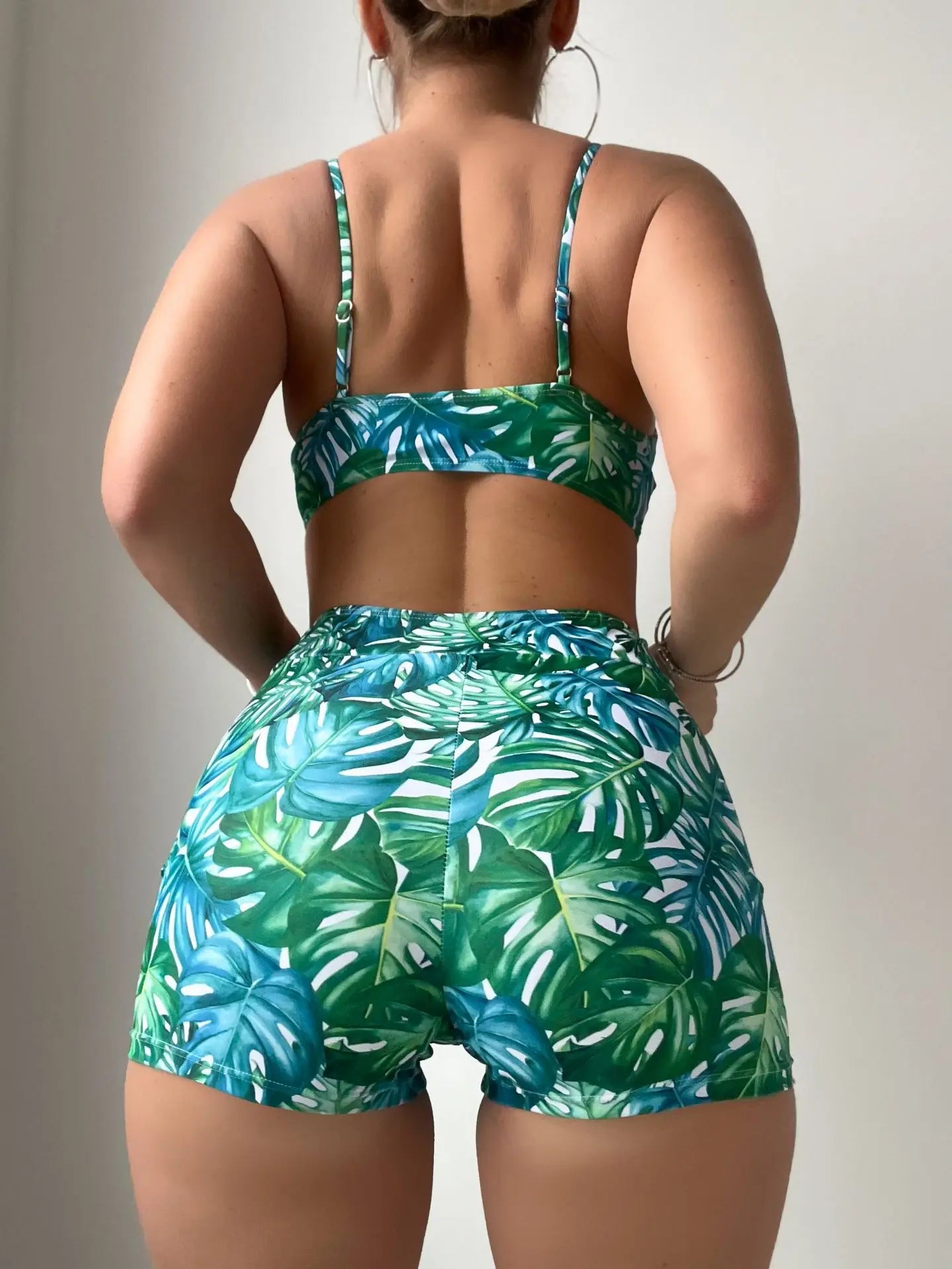 Leaf Print Swimwear Women Strapped Push Up Bikini High Waist Brazilian Swimsuit Lady Beach Summer Bathing Suit
