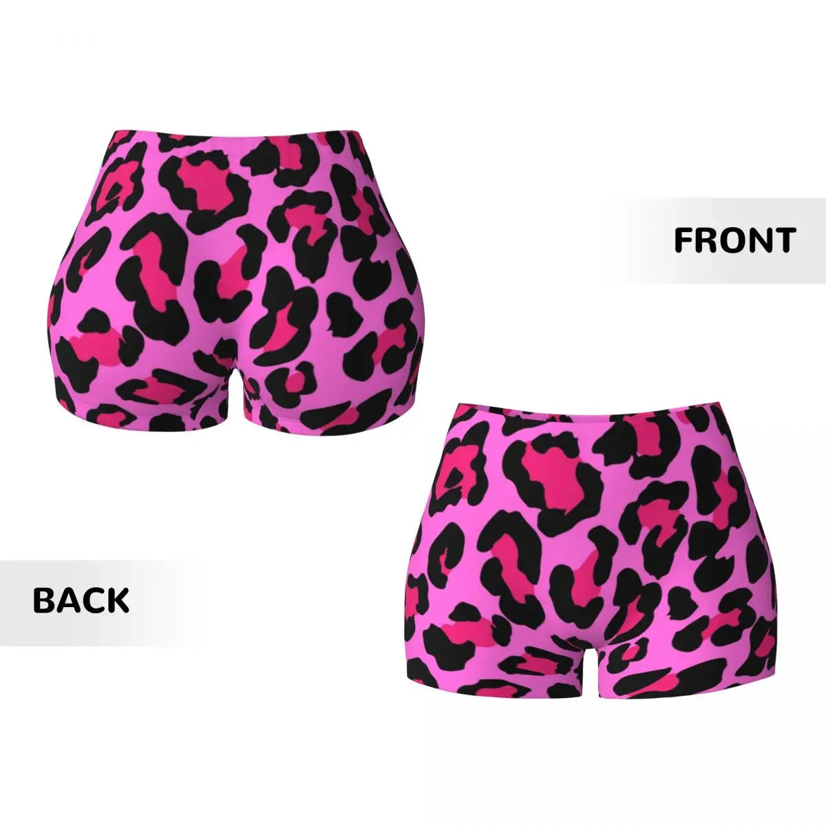 Custom Leopard Fur Skin Texture Hot Pink Volleyball Biker Gym Shorts for Women Athletic Workout Yoga Shorts