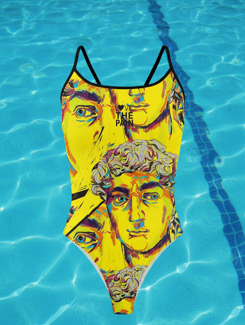 Love The Pain Ladies Thin Straps Swimsuit One-piece Triangle Athletic Sports Quick-drying Functional Training Swimsuit Women Bathers Pool Squad
