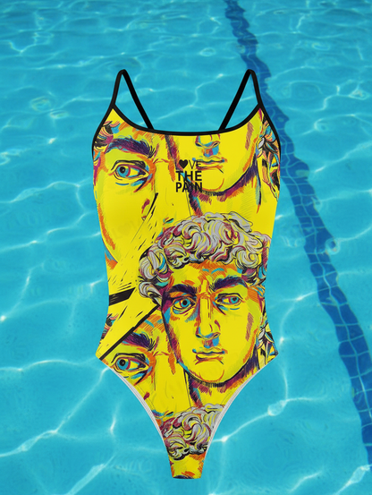 Love The Pain Ladies Thin Straps Swimsuit One-piece Triangle Athletic Sports Quick-drying Functional Training Swimsuit Women Bathers Pool Squad
