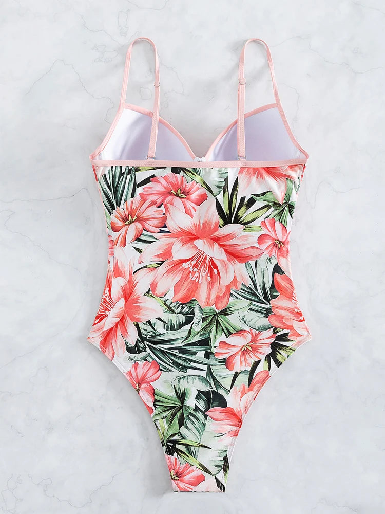 Solid Patchwork Swimwear Women Cross Push UP One Piece Swimsuit Monokini Backless Beach Lady Bathing Suit
