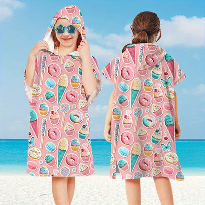 Beach Towel for Boys Girls Hooded Bath Towel Wrap Toddler Pool Towel with Hood Microfiber Absorbent Sweat-absorbent Swim Robe