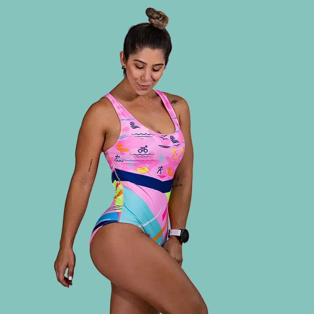 FN SI Backless Bodysuit Women Solid color Bathing Suit Training Fitness Beach S curve beauty one-piece swimsuit Swimming Suit