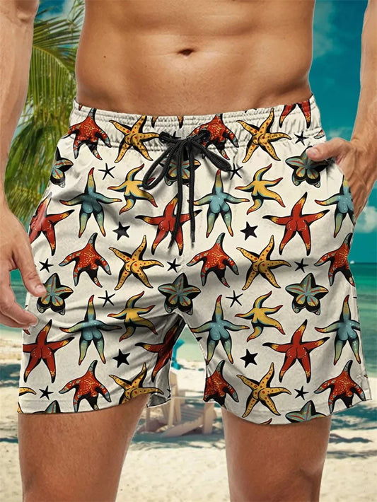 Mens Beach Shorts Tropical Fish Marine Animal 3D Print Pattern Hawaiian Board Shorts Kids Y2k Swimming Trunks