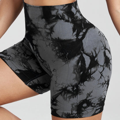 Push Up Gym Sport Shorts Women Seamless Summer Fitness Tie-Dye Cycling Shorts