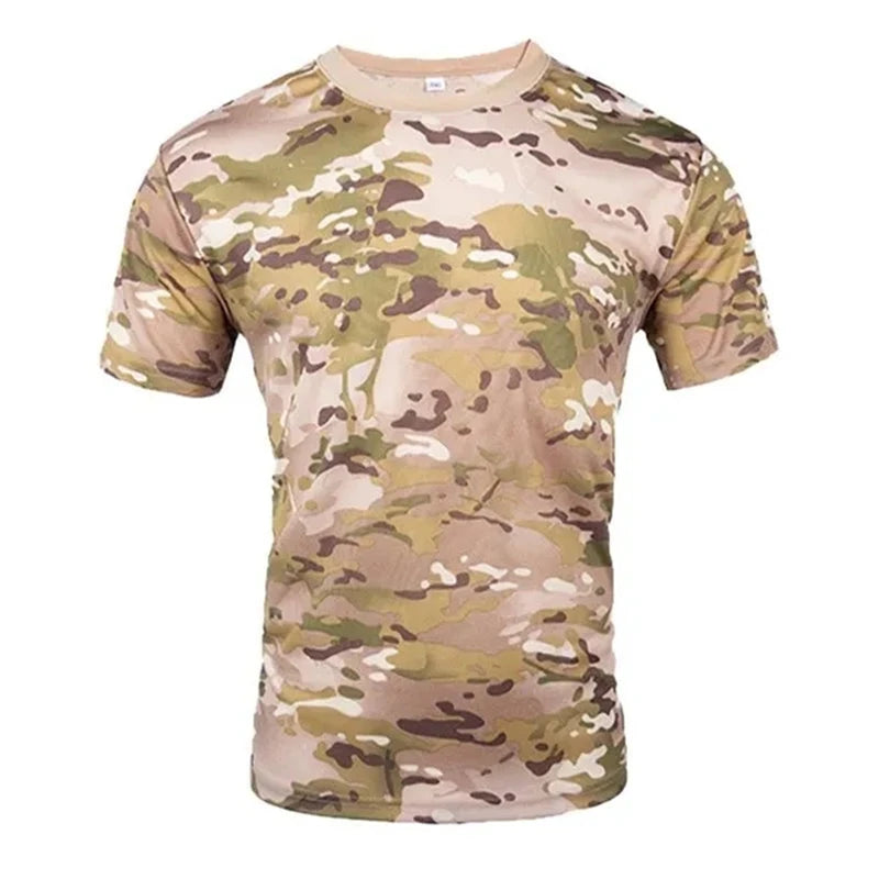 Military Camouflage Short Sleeves Men's Summer Quick Drying Sports T-shirt Outdoor Physical Training Tops Tactical T Shirts Tees