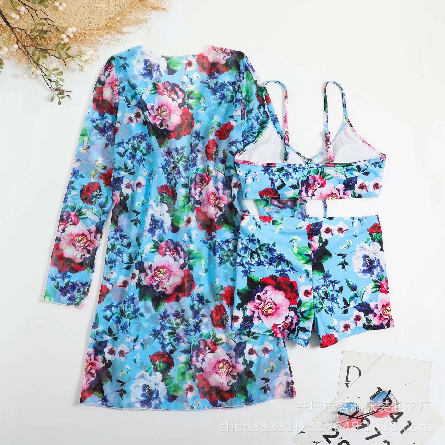 Summer Print Bikinis Swimwear Female Swimsuit Beachwear Push Up Three-Piece Bikini Set Women Swimming Bathing Suit