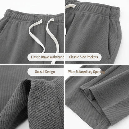 Men's Loose Straight Pants Diagonal Stripes Elastic Waist All-match Ankle Length Pants Spring Autumn Casual Outdoor Sweatpants