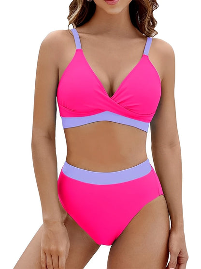Strappy Bikini High Waist Swimsuit Women Solid Swimwear Female Bathers Swimming Bathing Swimming Swim Suit Beachwear