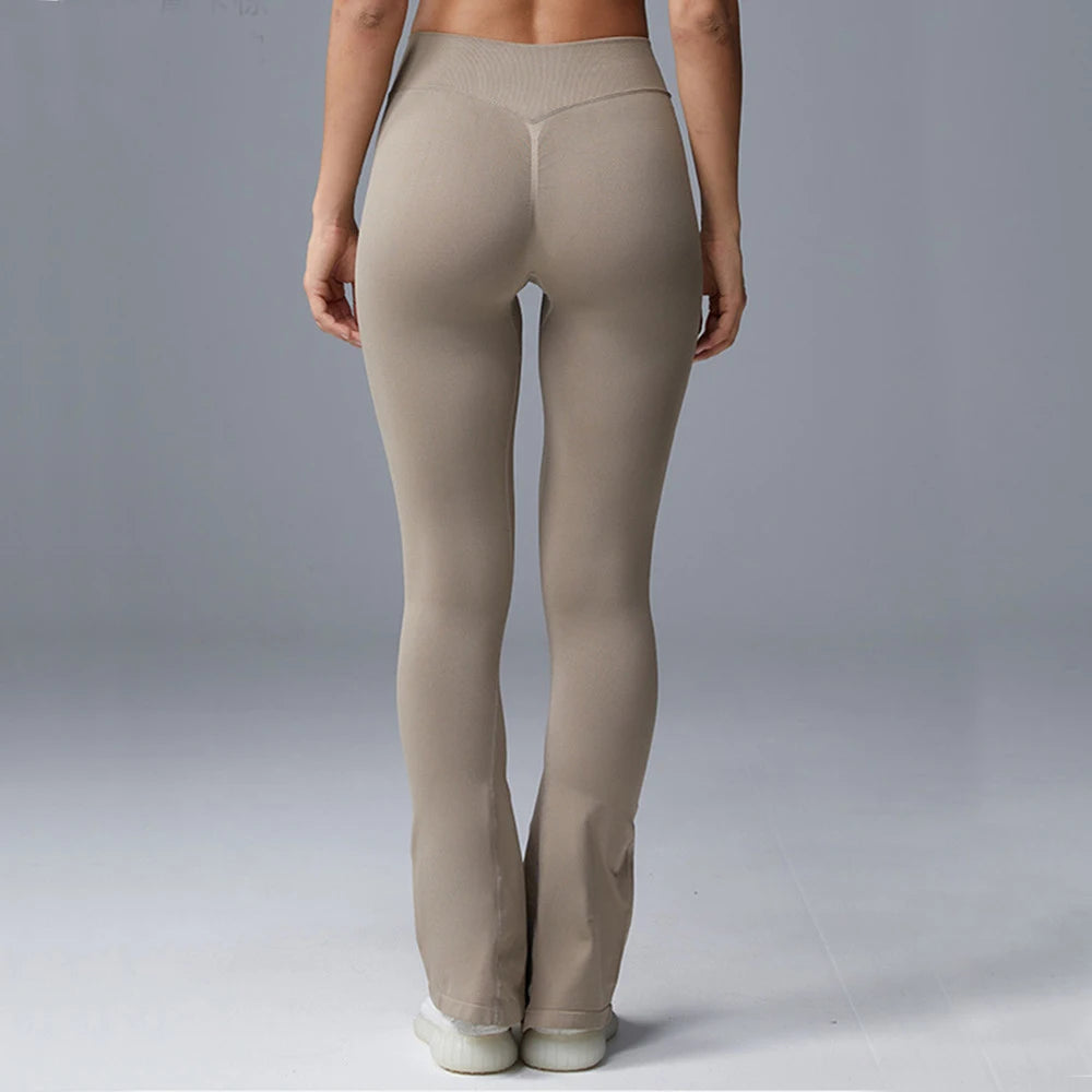 Flare Leggings Yoga Pants Women Bell-bottoms Tights High Waist Fitness Stretch Gym Workout Casual Sports Push Up Wide Legs